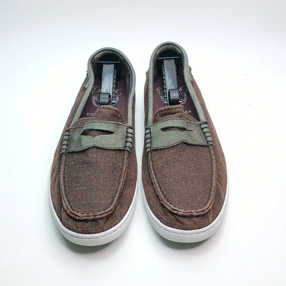 Cole Haan Mens Pinch‎ Classic Maine Grand.OS Canvas Penny Loafers Brown Size 11M